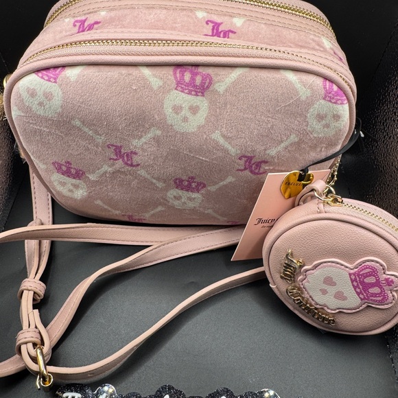 Juicy Couture Pink Skull Crossbody Bag with Coin Pouch - Picture 1 of 3